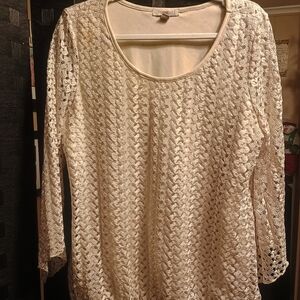 Croft & Barrow Cream Lace Blouse